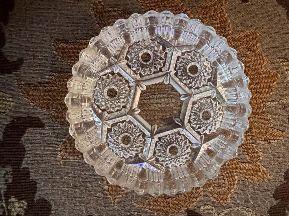 Vintage Italian Pressed Glass Starburst Sawtooth Coaster Set of 3